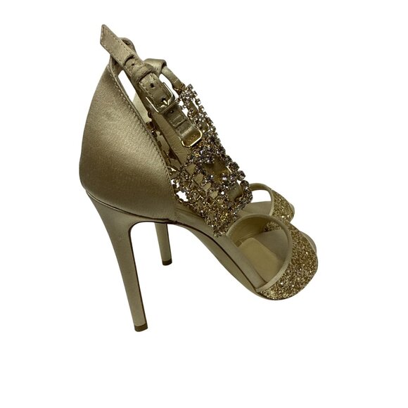 Monique Lhulillier Women's Heels Gold Crystal Embellished Stiletto EU 37 6.5 NEW - Picture 8 of 12